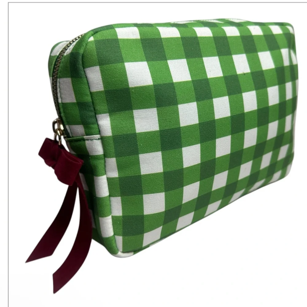 Cosmetic Pouch with Burgundy Ribbon